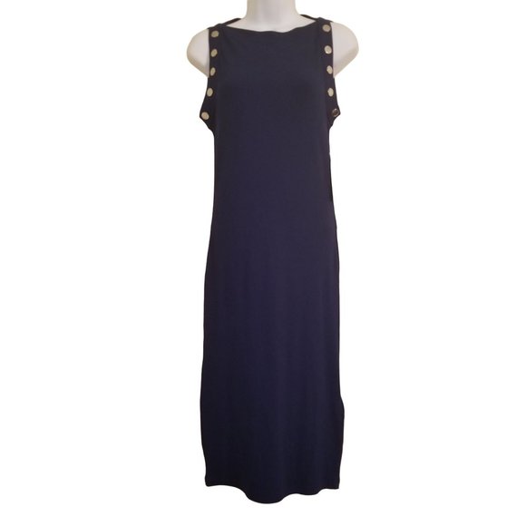 Guess M NWT Slim Midi Dress Boat Neck SECRET BLUE IRENE Knit - Picture 3 of 11